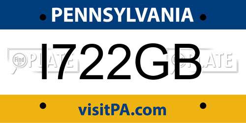 I722GB Pennsylvania License Plate