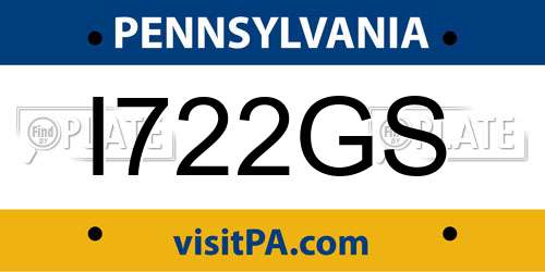 I722GS Pennsylvania License Plate