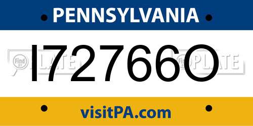 I72766O Pennsylvania License Plate