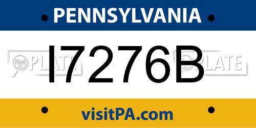 I7276B Pennsylvania License Plate