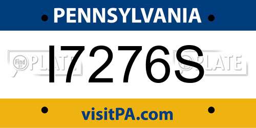 I7276S Pennsylvania License Plate