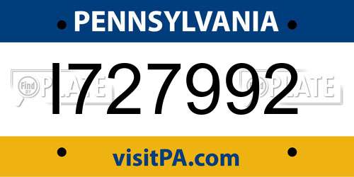 I727992 Pennsylvania License Plate