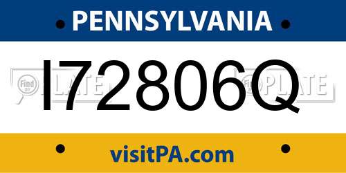 I72806Q Pennsylvania License Plate