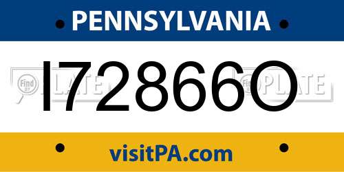 I72866O Pennsylvania License Plate