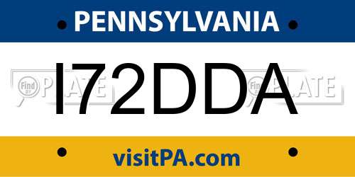 I72DDA Pennsylvania License Plate