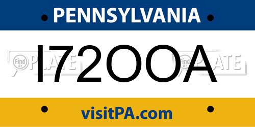 I72OOA Pennsylvania License Plate
