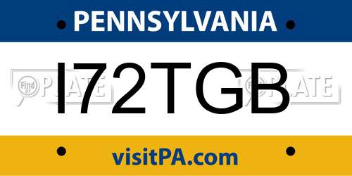 I72TGB Pennsylvania License Plate
