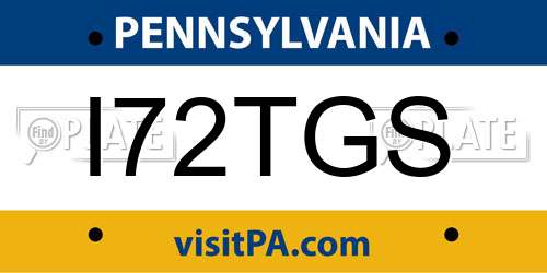I72TGS Pennsylvania License Plate