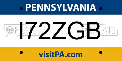 I72ZGB Pennsylvania License Plate