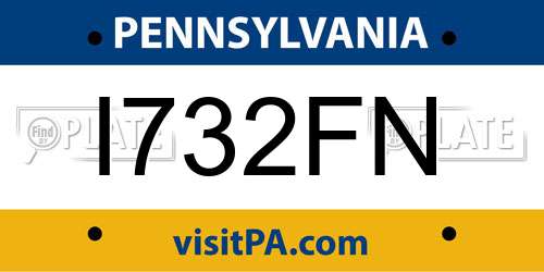 I732FN Pennsylvania License Plate