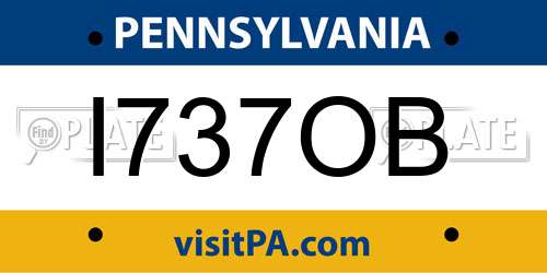 I737OB Pennsylvania License Plate