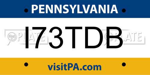 I73TDB Pennsylvania License Plate