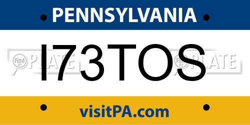 I73TOS Pennsylvania License Plate