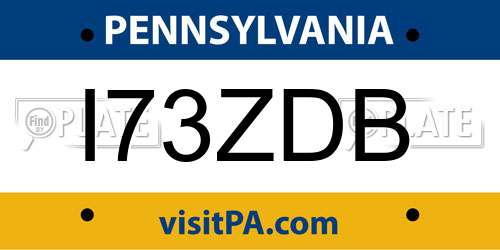 I73ZDB Pennsylvania License Plate