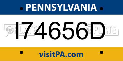 I74656D Pennsylvania License Plate