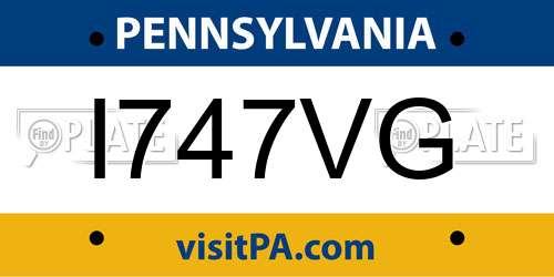 I747VG Pennsylvania License Plate
