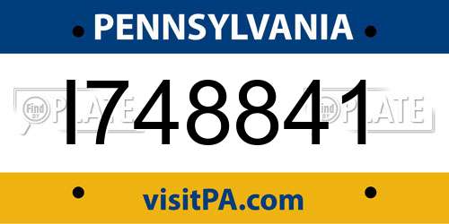 I748841 Pennsylvania License Plate