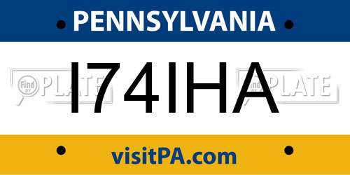 I74IHA Pennsylvania License Plate