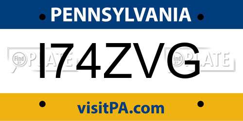 I74ZVG Pennsylvania License Plate