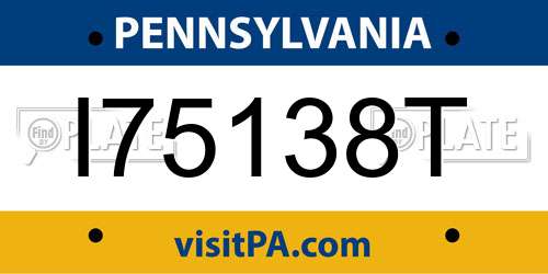 I75138T Pennsylvania License Plate