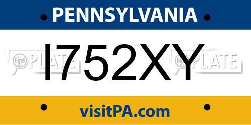 I752XY Pennsylvania License Plate