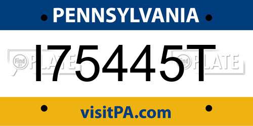 I75445T Pennsylvania License Plate