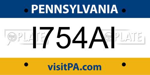 I754AI Pennsylvania License Plate