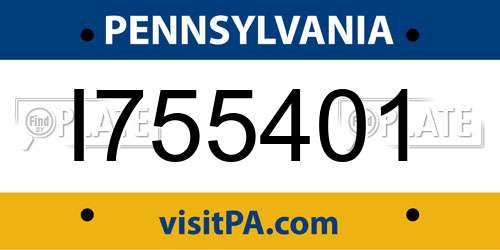 I755401 Pennsylvania License Plate