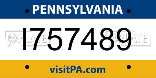 I757489 Pennsylvania License Plate