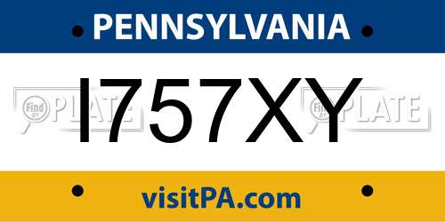 I757XY Pennsylvania License Plate