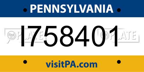 I758401 Pennsylvania License Plate