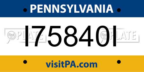 I75840I Pennsylvania License Plate