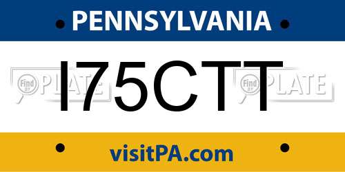 I75CTT Pennsylvania License Plate