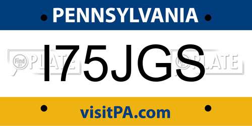 I75JGS Pennsylvania License Plate