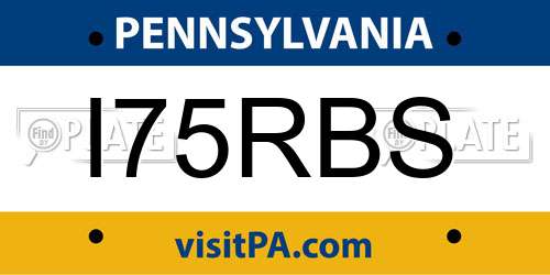 I75RBS Pennsylvania License Plate
