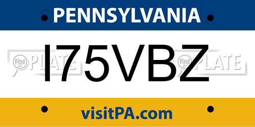 I75VBZ Pennsylvania License Plate