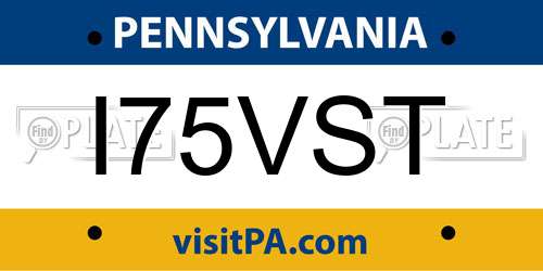 I75VST Pennsylvania License Plate