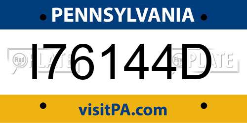 I76144D Pennsylvania License Plate