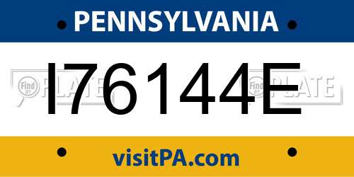 I76144E Pennsylvania License Plate