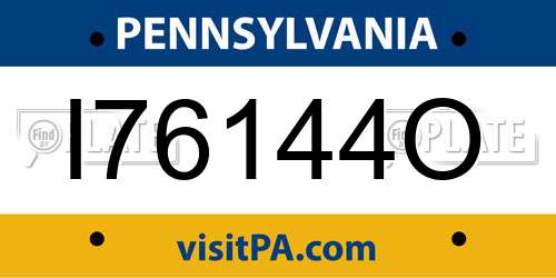 I76144O Pennsylvania License Plate