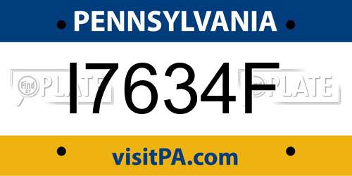 I7634F Pennsylvania License Plate