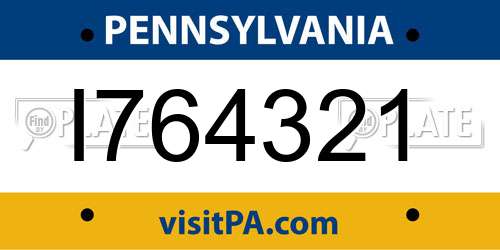I764321 Pennsylvania License Plate