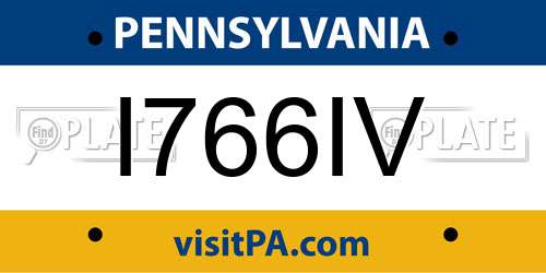 I766IV Pennsylvania License Plate