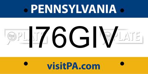 I76GIV Pennsylvania License Plate