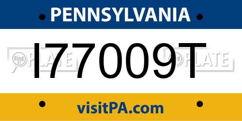 I77009T Pennsylvania License Plate