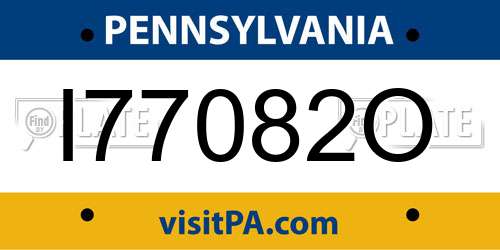 I77082O Pennsylvania License Plate