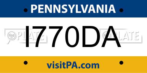 I770DA Pennsylvania License Plate