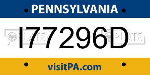 I77296D Pennsylvania License Plate