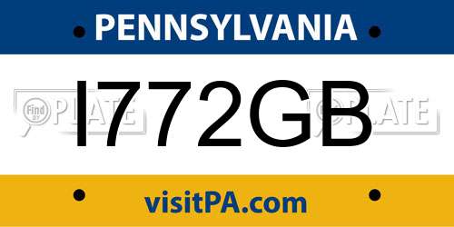 I772GB Pennsylvania License Plate