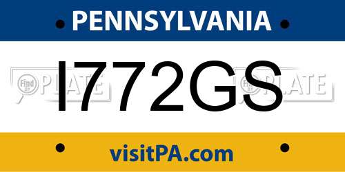 I772GS Pennsylvania License Plate